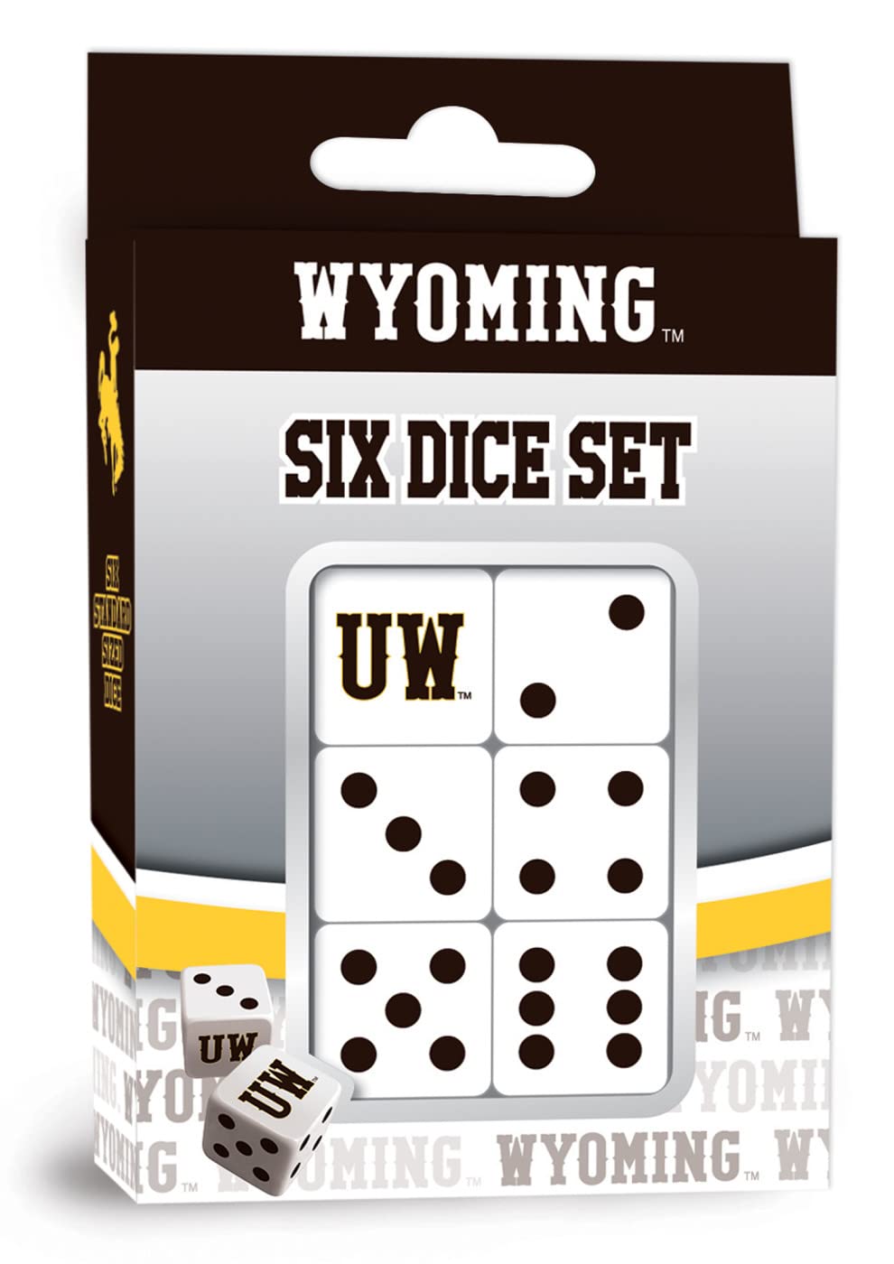 Masterpieces Game Day - NCAA Wyoming Cowboys - 6 Piece Team Logo Dice Set - D6 Standard Size