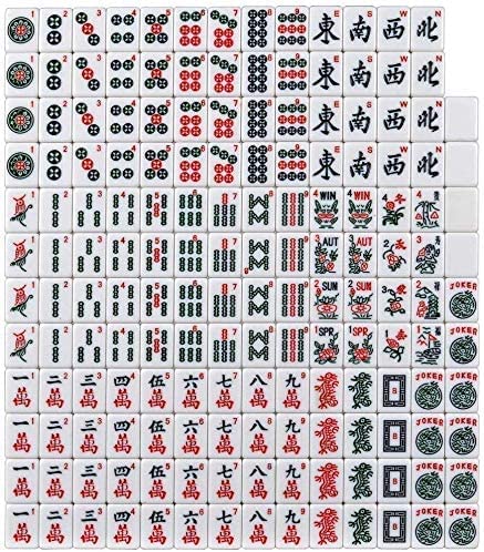 Usamjtable American Mahjong Set 166 Tiles 4 All In One Pusher Rack Combo (Phoenix Red)