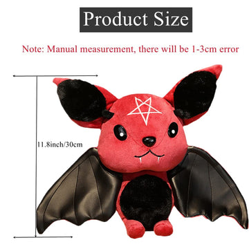 Natureman Bat Plush Stuffed Animal Toys,Halloween Black Bat Decor Soft Hugging Plush Doll Toy Gifts,For Kids Birthday, Halloween, Christmas (Red,11.8Inch)