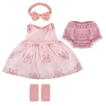 Wooroy 4Pcs Reborn Baby Doll Clothes - 16-20 Inch Pink Butterfly Baby Doll Clothes, Perfect For Lifelike Reborn Girls