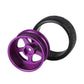 Mxfans 4 Aluminum 5 Spoke Purple Wheel Rim & 4 Black Tyre for RC1:10 On-Road Car