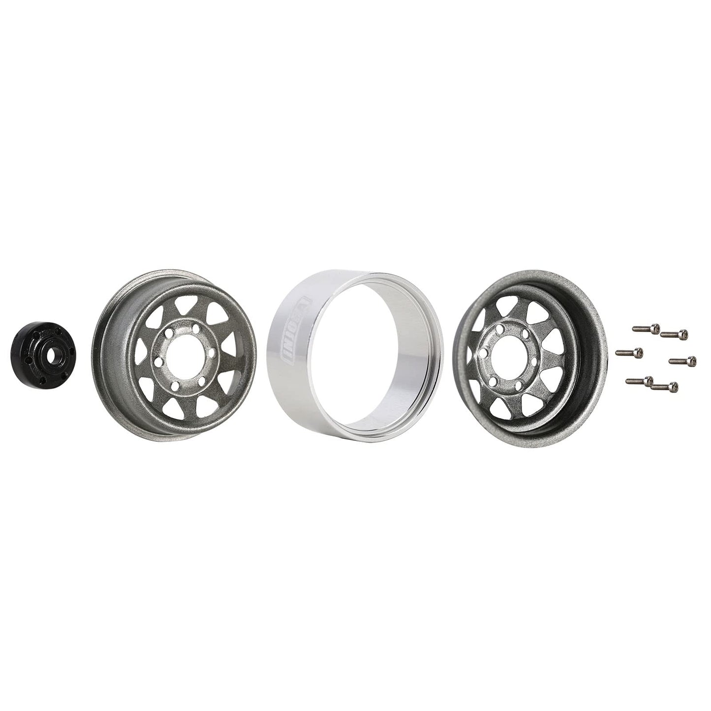 INJORA 1.0 Beadlock Wheel Mud Tires Set Deep Dish 1.0'' Wheels Tires for 1/18 TRX4M Axial AX24 SCX24 Gladiator Deadbolt Bronco C