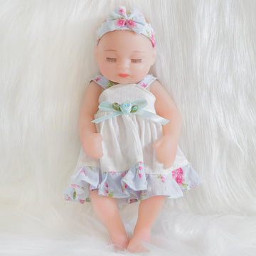 Ena Reborn Baby Doll Realistic Silicone Vinyl Baby 10 Inch Weighted Soft Body Lifelike Doll Gift Set For Ages 3+ (Slip Dress Girl, 10 Inch)