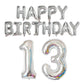 Happy Birthday Balloon Banner 40 Inch 13 Balloon Number 16 Inch Happy Birthday Letters Balloons Silver Foil Mylar Balloons For G