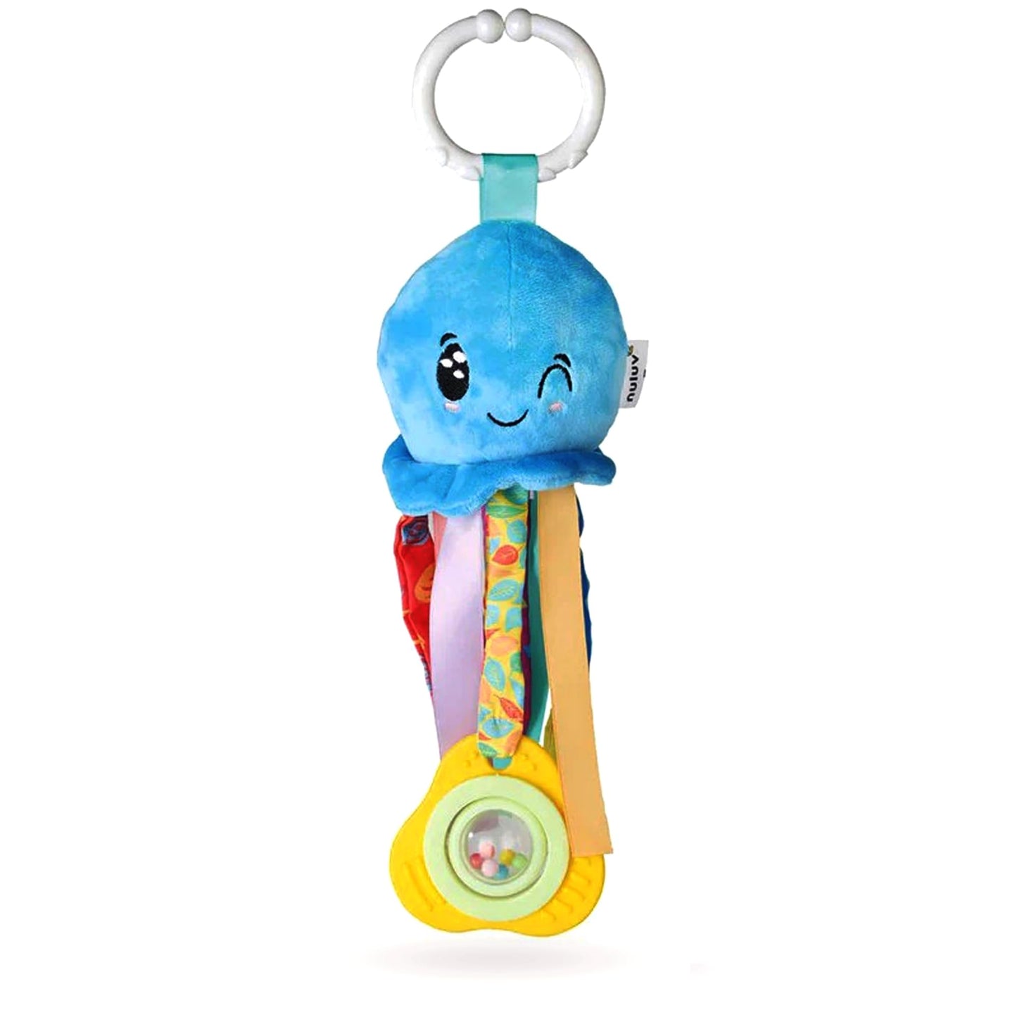 Nuluv Waves Octopus Plush Toy I Hanging Rattle I Stroller Toy for Baby 3 Months+ with Teether & Rattle Sound  Multicolor