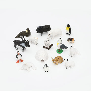 Onest 17 Pieces Mini Arctic Animals Figurines Set Polar Animal Toys Plastic Arctic Tundra Deer Toy Animal Small White Bear Arctic Fox For Kids Birthday Gifts