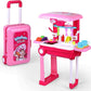 Teksbar Little Chef 2 in 1 Kitchen Play Set, Pretend Play Luggage Kitchen Kit for Kids with Suitcase Trolley Carrycase and Acces