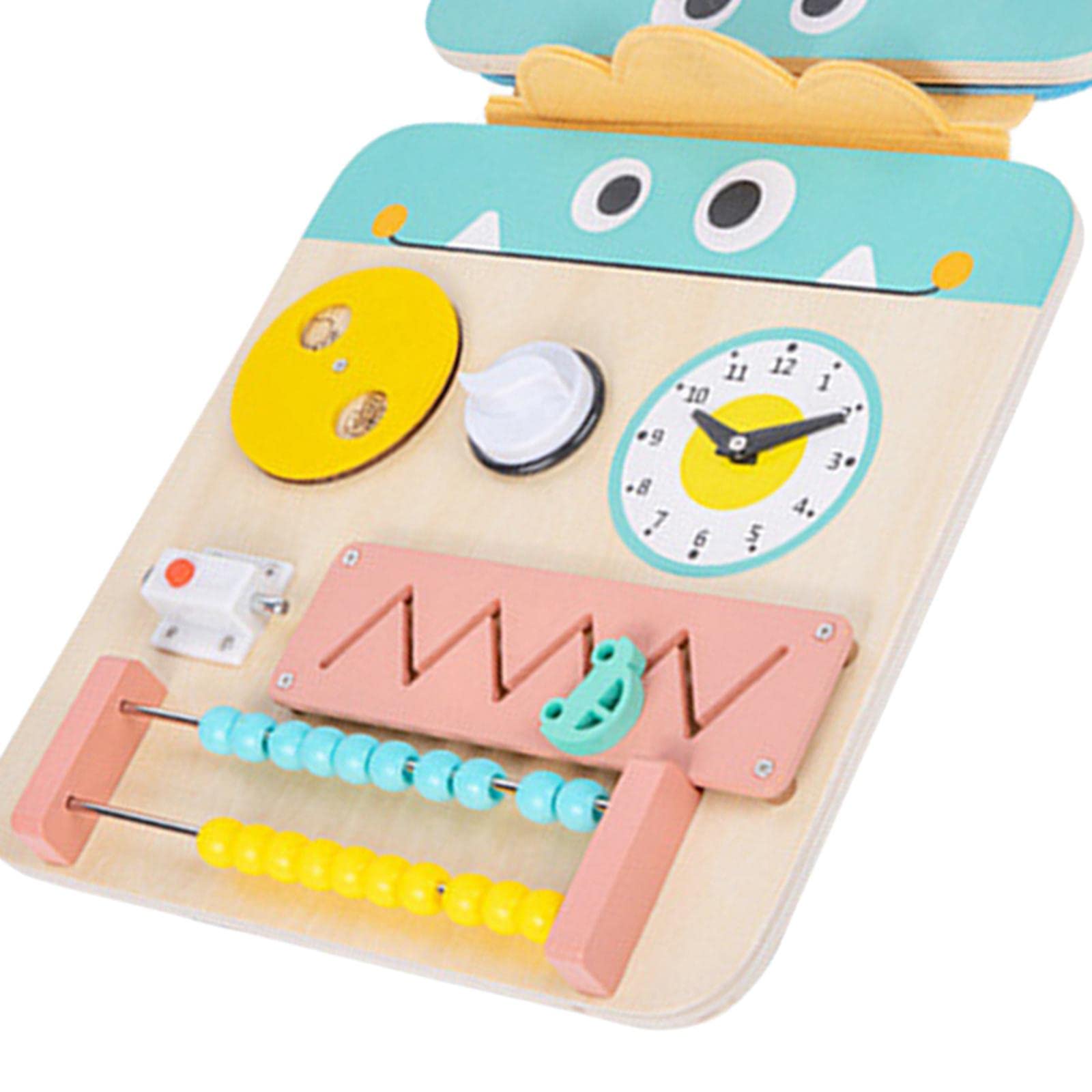 Merishopp Montessori Toys Activity Busy Board Early Learning Toy Basic Skills Toys| Handcrafted Toy | Montessori Wooden Toy