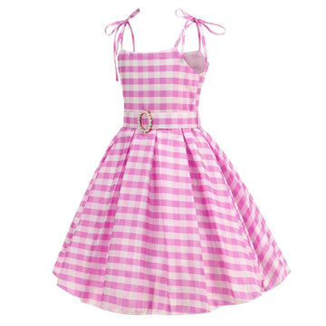 Addacos Girls Princess Costume Halloween Dress Up From Doll Movie With Accessories (Pink, 130 (6-7T))