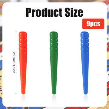9Pcs Cribbage Board Pegs, Plastic Cribbage Pegs Fit 1/8 Holes Peg Board Game Traditional Crib Board Pins Cribbage Board Game Accessories (Red, Blue, Red)