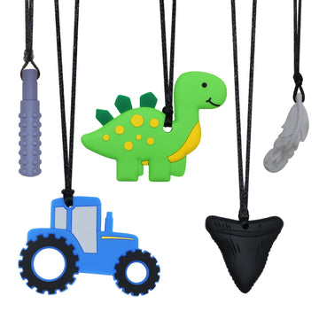 Chew Necklace For Sensory Kids, 5 Pack Chewy Necklaces For Boys And Girls With Autism Adhd Spd And Pica,Fidget Necklaces For Adu