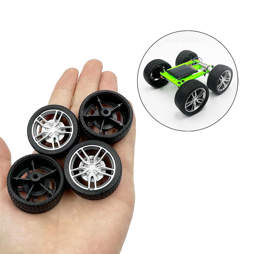 10Pcs Toy Car Wheels 37Mm Rubber Tire Wheels With Metal Shaft For Rc Car Truck Diy Model Toy Wheel Replacement Accessories (2.5X