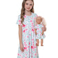 Bow Dream Girls Cute Pattern Dress And Matching American Girl Doll Clothes Accessories For Girls Flamingo Size 120
