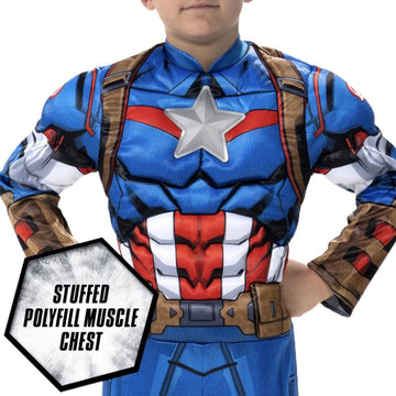 Jazwares Captain America Marvel Avengers Boys Kids Halloween Cosplay Costume Dress Up Padded Jumpsuit And Molded Mask (Medium)