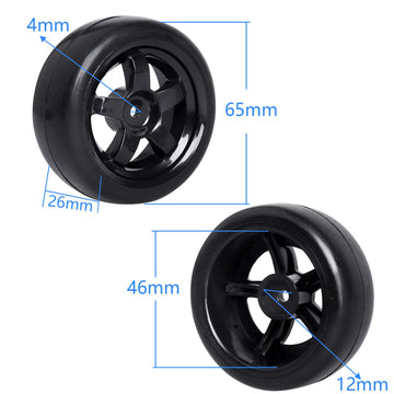 Hobbyfire Pre-Glued OD 2.56'' 12mm Hex Wheels Rims and Rubber Tires for Traxxas Tamiya HPI HSP Redcat RC 1/10 On Road Racing Car