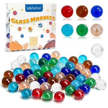 Sallyfashion 75 Pcs Glass Marbles Bulk, Colored Marbles For Vases, Vase Fillers Beads Tank Rocks For Vases Aquarium Decor, 7 Color
