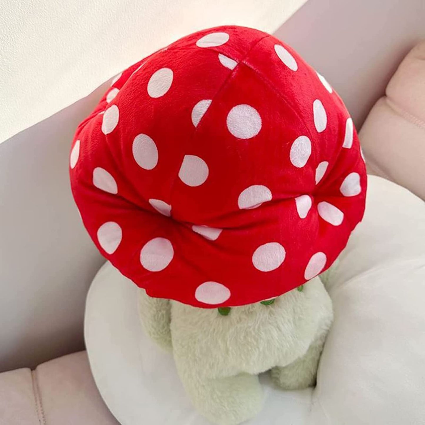 Enivtfz Frog Plush Toy - 10" Light Green Stuffed Animal with Red Mushroom Hat - Kawaii Gift for Kids and Adults