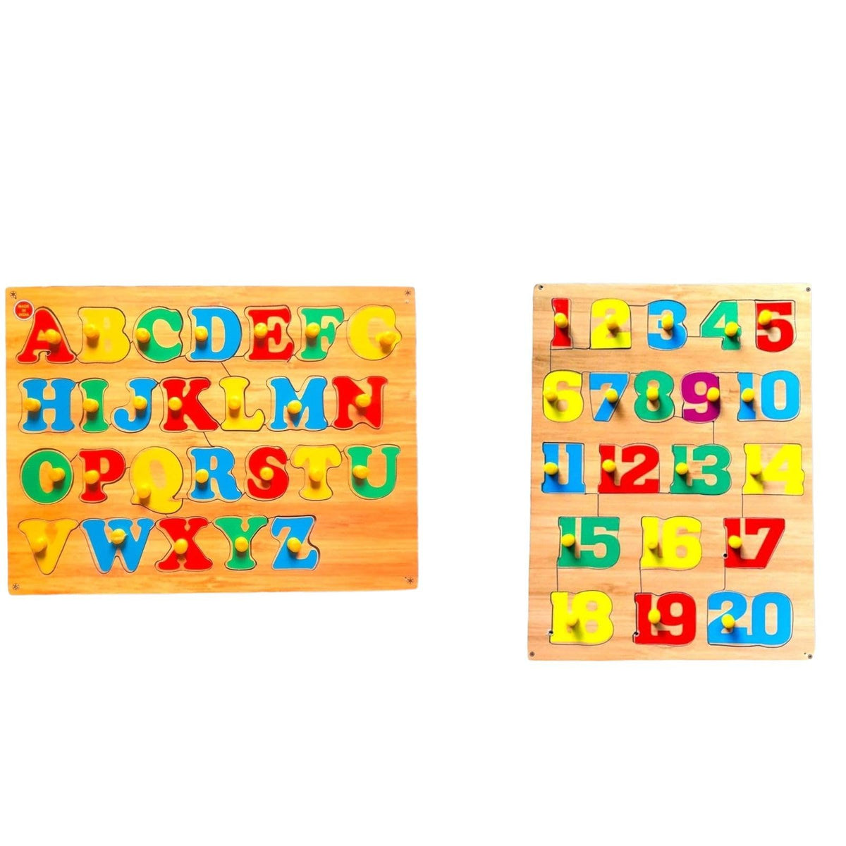 Combo of Colorful Capital ABC with Numeric 1 to 20 Puzzle Board for kids (Multicolor)