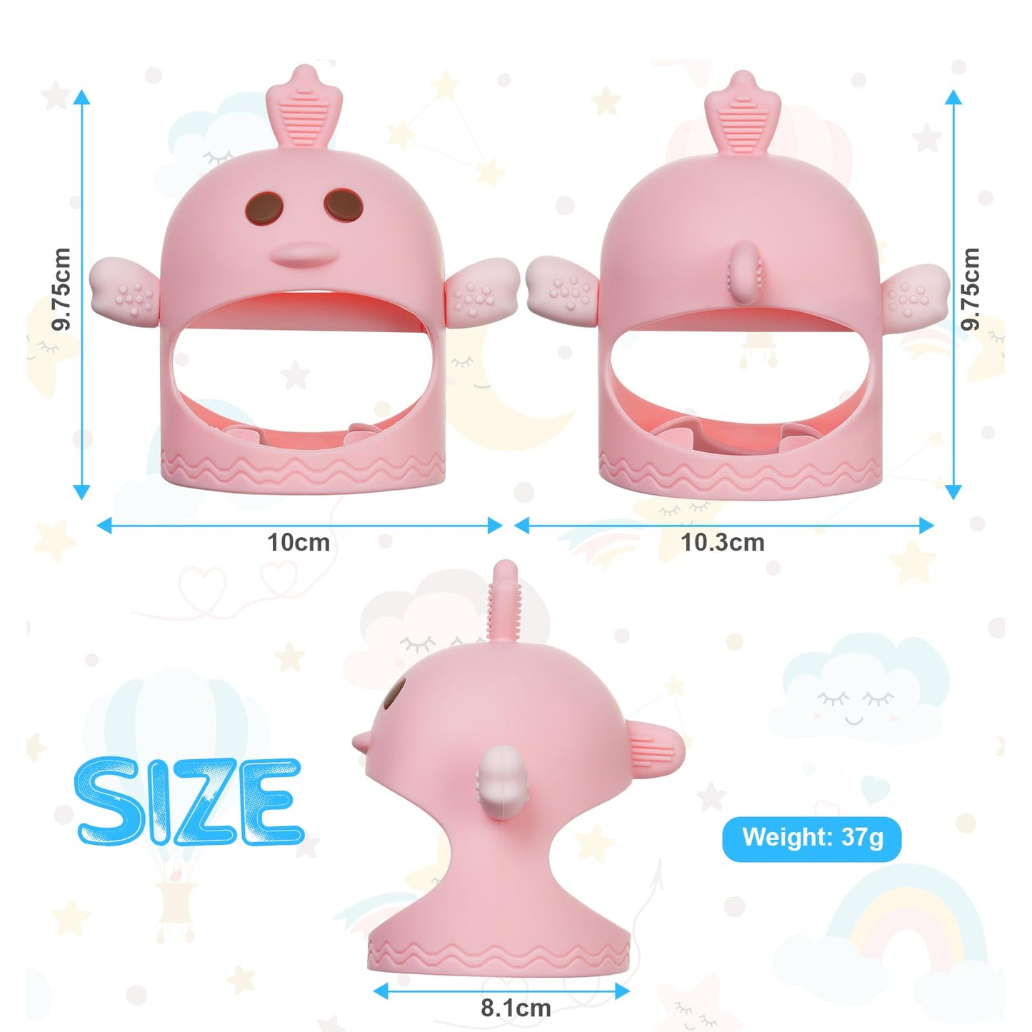 Vicloon Baby Teething Toy  2PCS Silicone Teething Mitten with 2PCS Replacement Grip Never Drop Baby Chew Toys for Teething Relief Soothing Teether for Babies 0-6 Months Teether Toy for Sucking Needs
