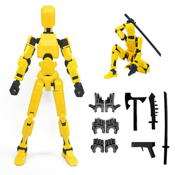 Feetcant Titan 13 Action Figure 2024 New Lucky Robot 13 Action Figures 3D Printed Action Figures for Boys Dummy Robot 13 Action Toy Movable Joints Action Figure (Yellow-1pc)