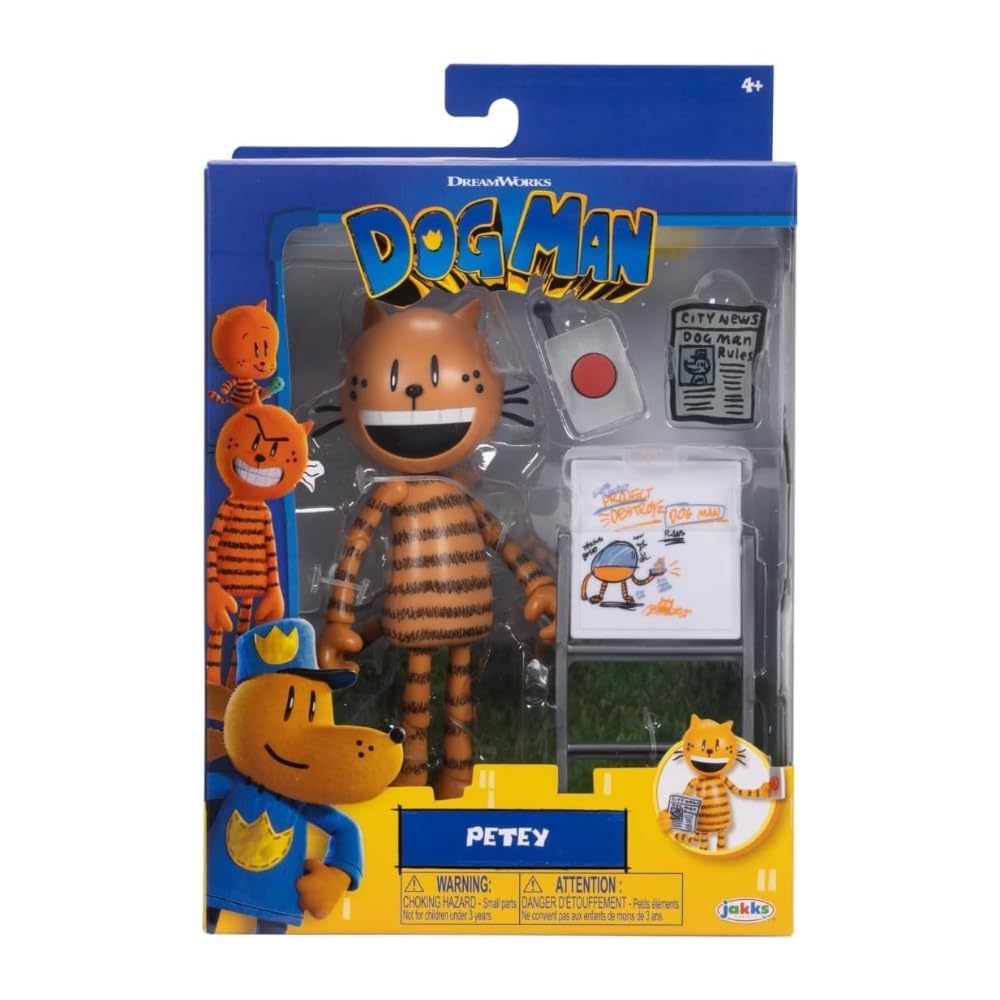 Dog Man Movie 5 Inch Petey Articulated Action Figure, Collect All The Movie Action Figures and Plush Toys by JAKKS Pacific, Base