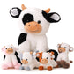 Vposyako 5 Pieces Cow Stuffed Animals For Boys Girls, 1 Mommy Cow With 4 Babies Soft Plush Toy Set Gifts For Kids Children 3 4 5
