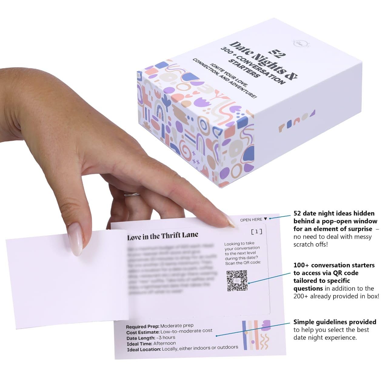 Dessie Date Night Ideas - 52 Pop-Open Cards & 300+ Starters, Medium Assorted Cardstock