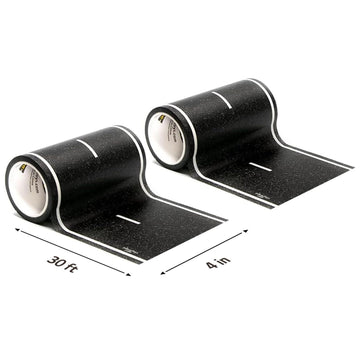 Playtape Road Tape For Toy Cars - Sticks To Flat Surfaces; No Residue; 2-Pack Of 30 Ft. X 4 In. Black Road