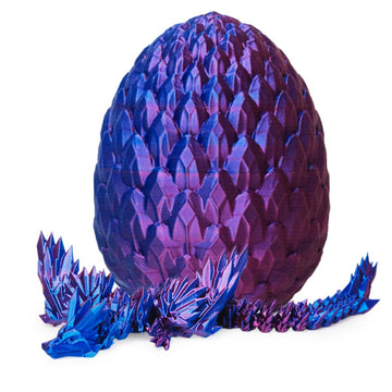3D Printed Dragon,Articulated Winged Dragon,Crystal Dragon Surprise In Eggs, Dragon Fidget Toy For Birthday Gift (Purple)