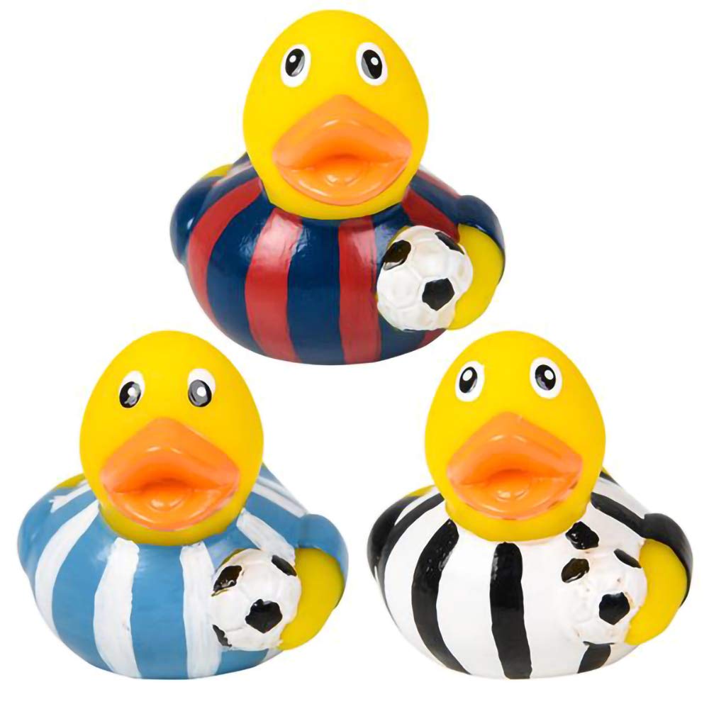 The Dreidel Company Soccer Rubber Duck Toy Sports Duckies For Kids, Bath Birthday Gifts Baby Showers Classroom Summer Beach And