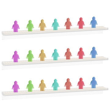 3-Pack Display Shelves For Minifigure - Wall Mount Shelf For Building Bricks Holds Up To 72 Figures, Cabinet Acrylic Floating Di