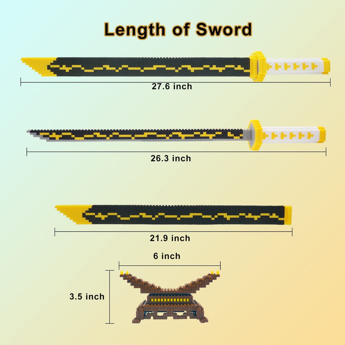 Anime Demon Slayer decorative replica blade Building Kit Set  27.8in Cosplay Zenitsu decorative replica blade Building Blocks Toy Set with Scabbard and Stand  Samurai Katana Gift for mature-themeds and Kids (1000+ Pieces)