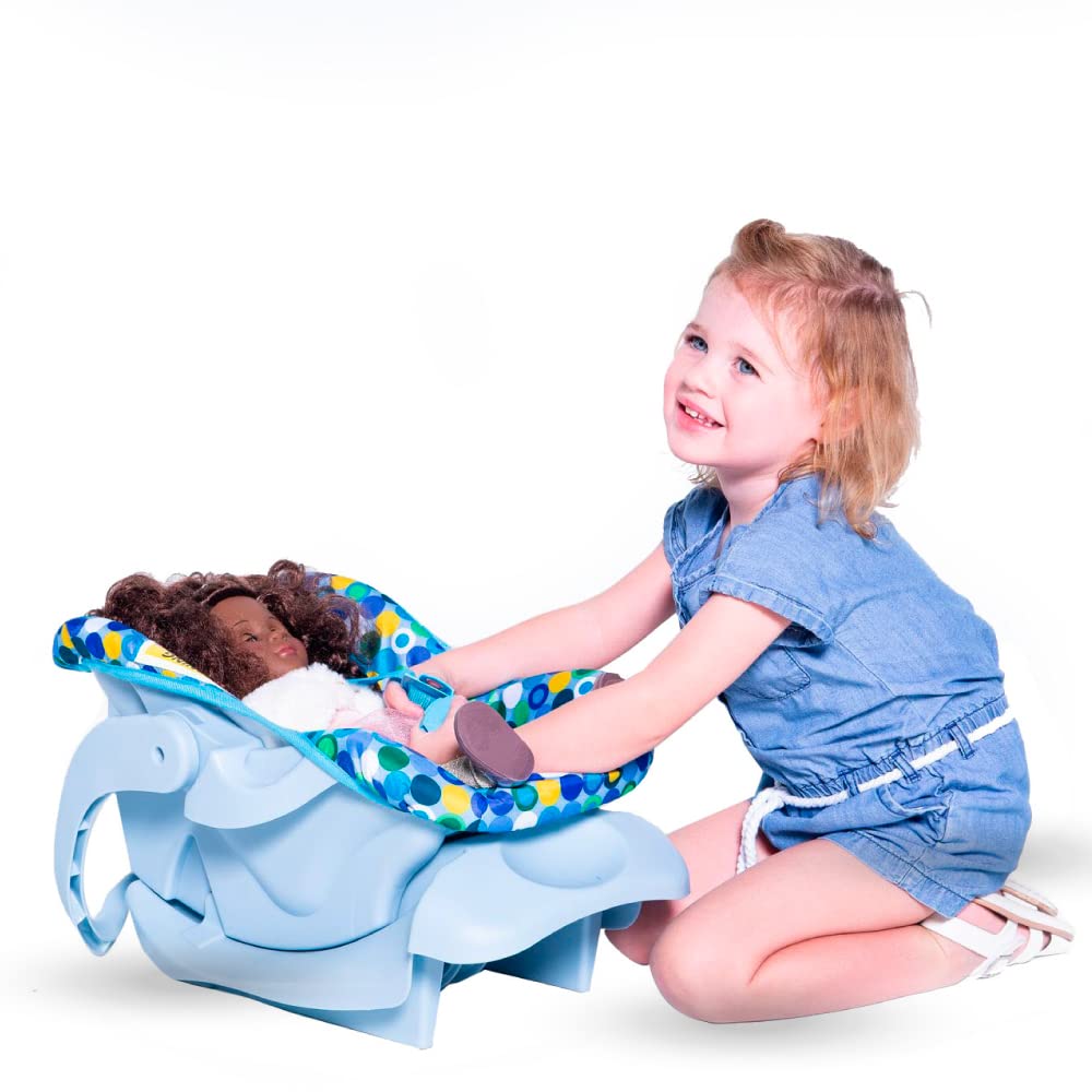 Joovy Toy Car Seat Baby Doll Carrier Featuring Crash-Tested Latch System For Safety, Machine-Washable Cover For Easy Cleaning, And Five-Point Harness - Fits Dolls 12” To 22”, Blue