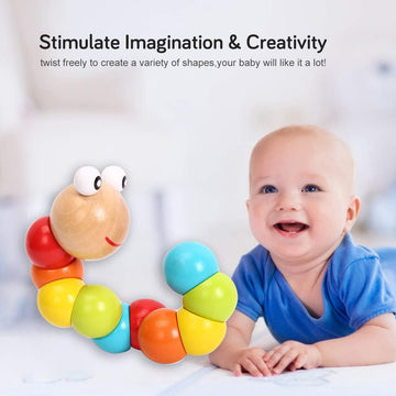 Figetget Baby Toys 6 To 12 Months, 12-18 Months, 3-6 Months Developmental, Tummy Time Toys Crawling Toys - Infant Toys - Caterpillar Twisting Baby Boy And Baby Girl Toys (2 Pack) (Rainbow)
