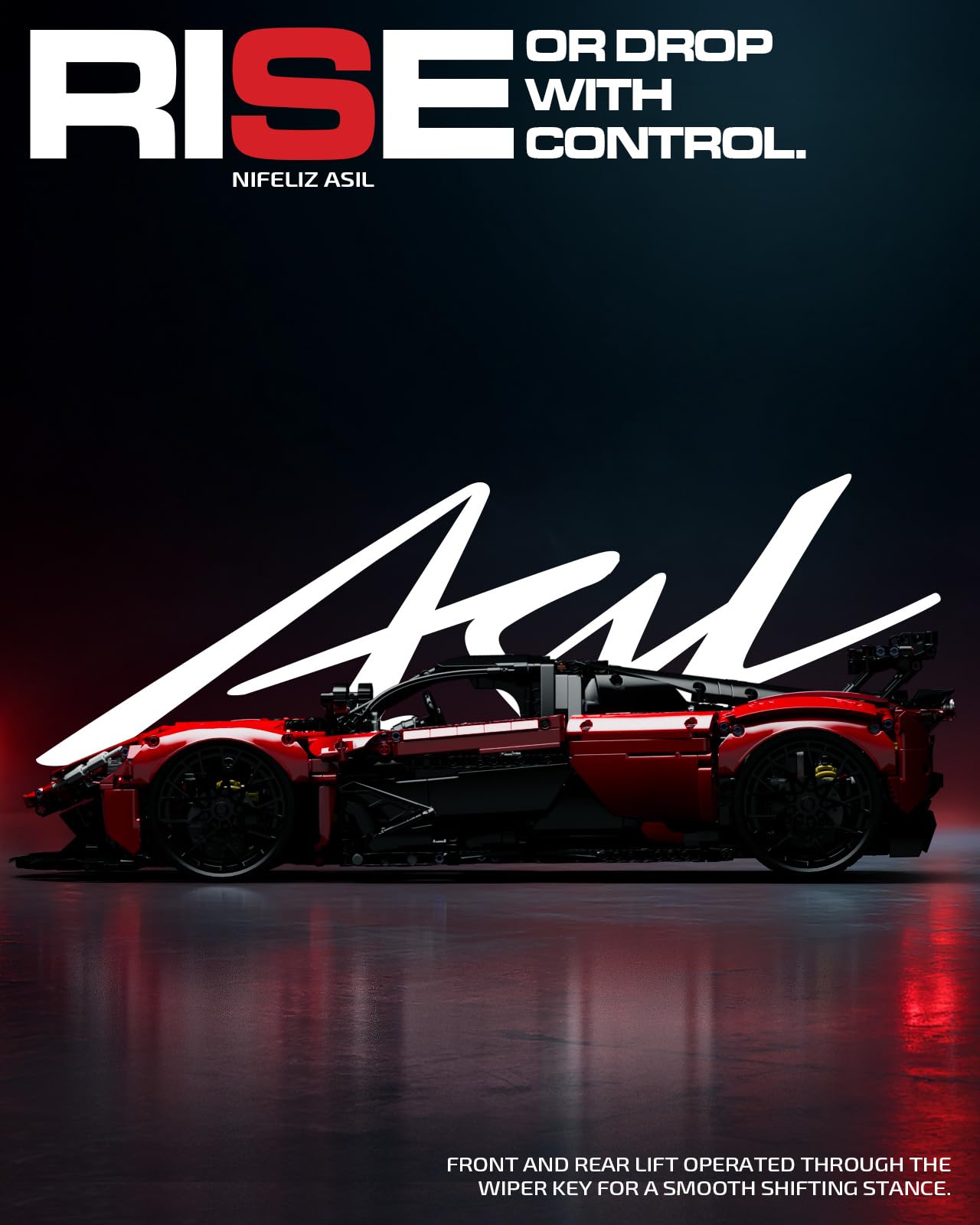 Nifeliz ASIL Sports Car Building Set - 1:8 Scale, 4099 PCS, Red, NF10293, Advanced Collectible Model for Adults, Ideal Gift for Racing Fans