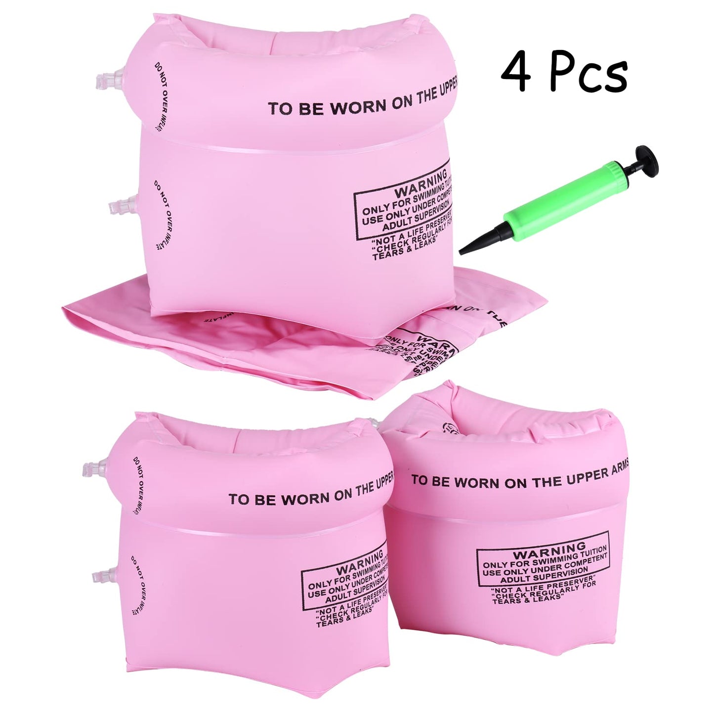 4 Pcs Arm Floaties Inflatable Swim Arm Bands Floater Sleeves Swimming Rings For Kids Toddlers And Adults(Pink)