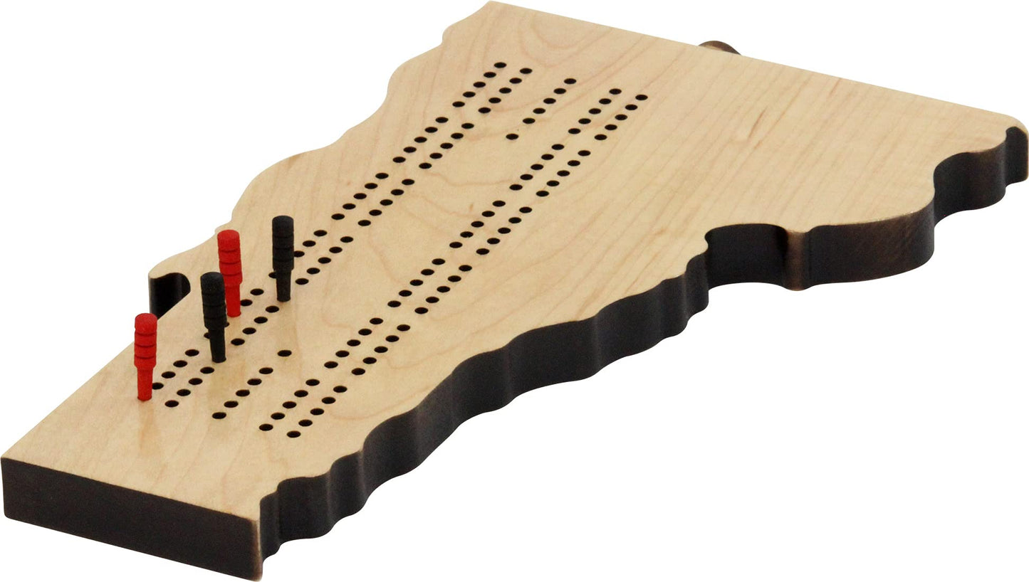 Vermont Shaped Cribbage Board - Made In Usa