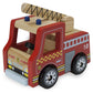 Wooden Wheels Natural Beechwood Chunky Cars and Vehicles Imagination Generation | For Children +12 Months | Red Firetruck