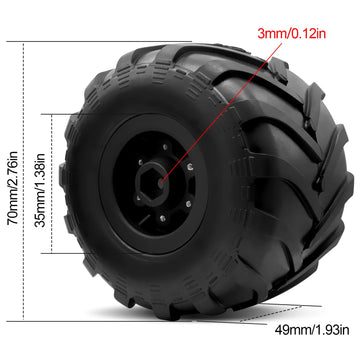 OGRC 1.0 RC Monster Truck Wheel Rim Tires Set for FCX24 SCX24 C10 JLU Deadbolt Gladiator Bronco 1/24 Crawler Car (Black)