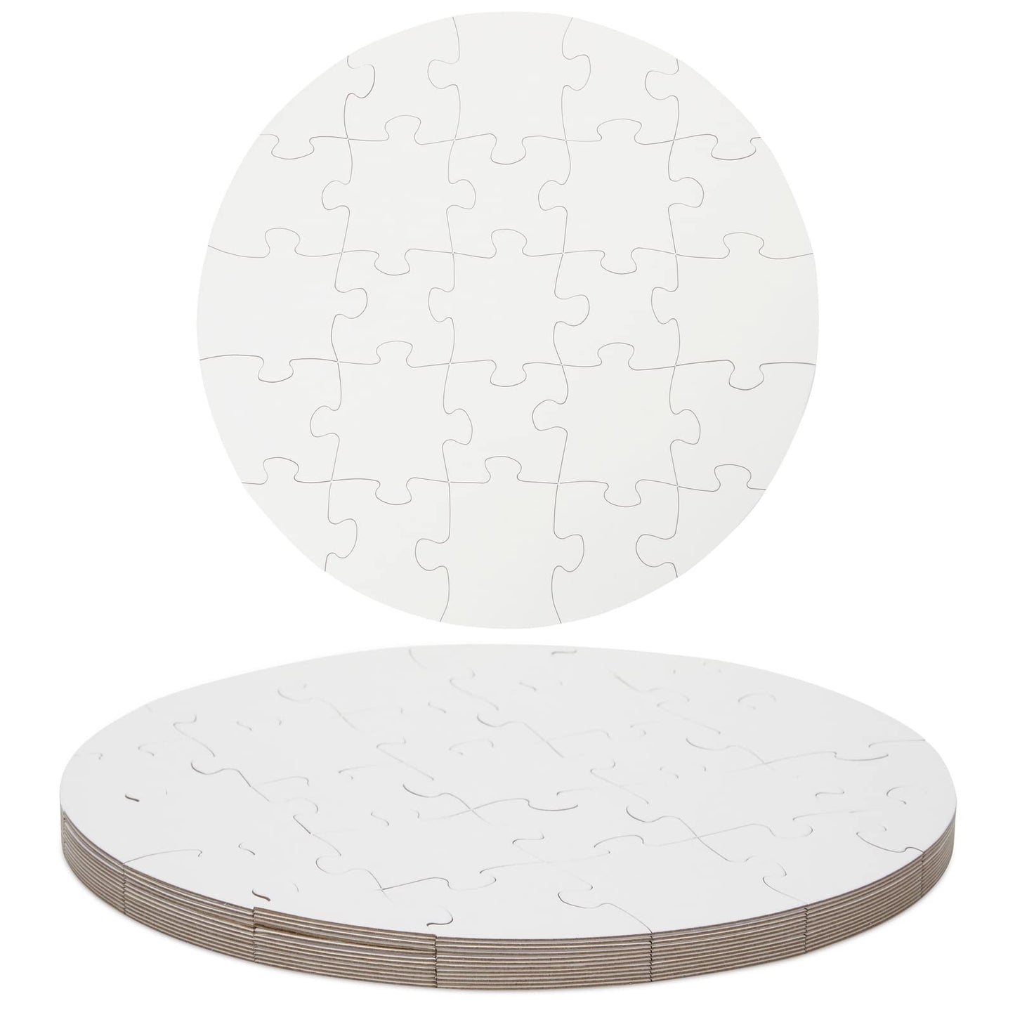 Bright Creations 12-Pack Blank Round White Puzzles - 12.5 in DIY Craft Projects, Custom Art, and Creative Activities