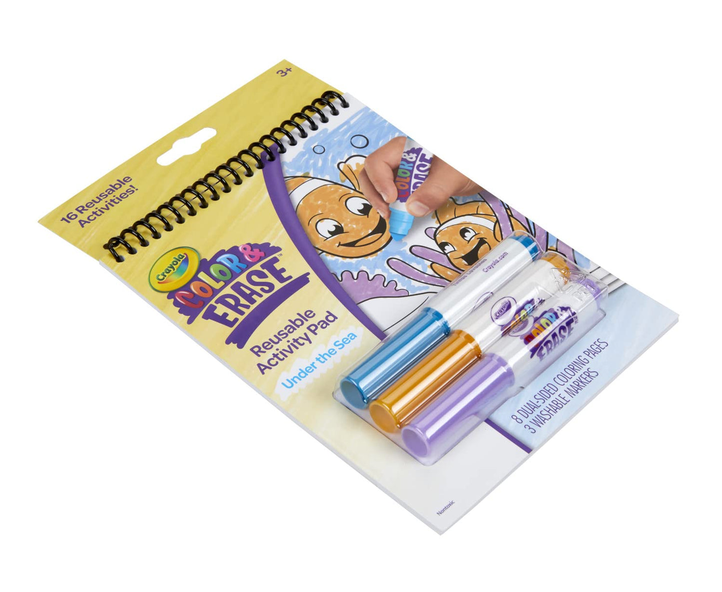 Crayola Color and Erase Reusable Activity Pad - Under The Sea, Ocean Coloring Pages, Toddler Coloring Activity, Kids Gift, 3+