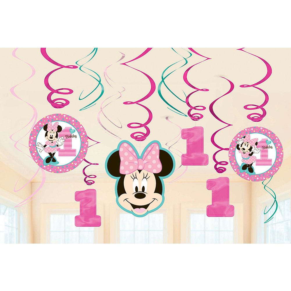 Amscan 1st Birthday Minnie Mouse Swirl Decorations Party Supplies Minnie Fun to be One!