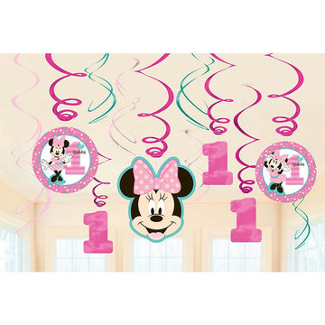 Amscan 1st Birthday Minnie Mouse Swirl Decorations Party Supplies Minnie Fun to be One!