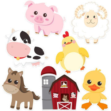 Blulu 35 Pcs Farm Animals Decor Farm Animal Cutouts for Baby Shower, Bulletin Board, Classroom Decor, Birthday Party Essentials 