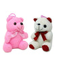 Khakee Combo Small Teddy Bears (6inch, White and Pink) Valentines Day Gift,Birthday Gift Idea
