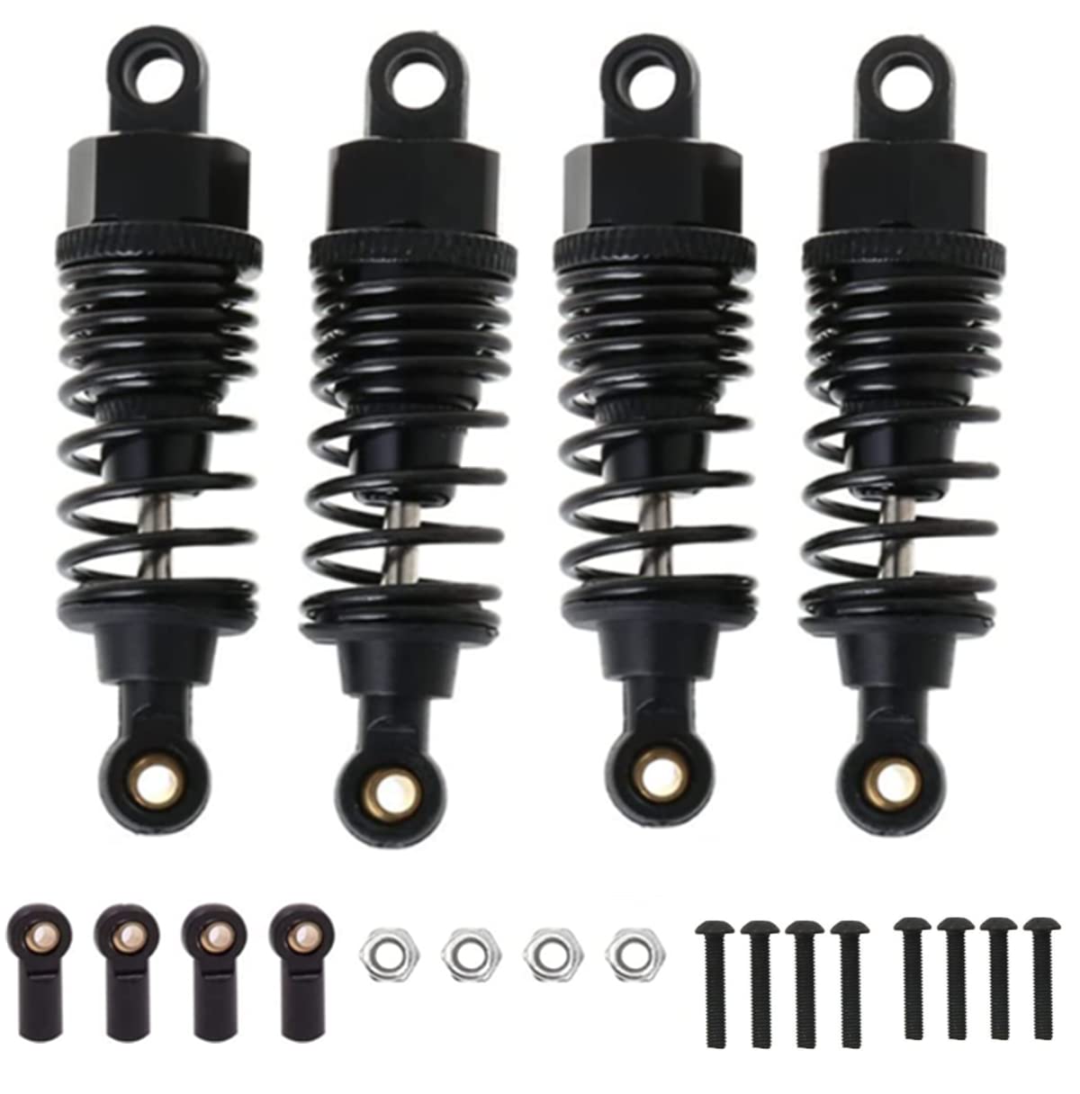 Aluminum Rc Shocks Absorbers Damper For Tamiya Tt01 Mf-01X 1/10 Rc Car Upgrades Parts 4 Pcs/Set(Black)