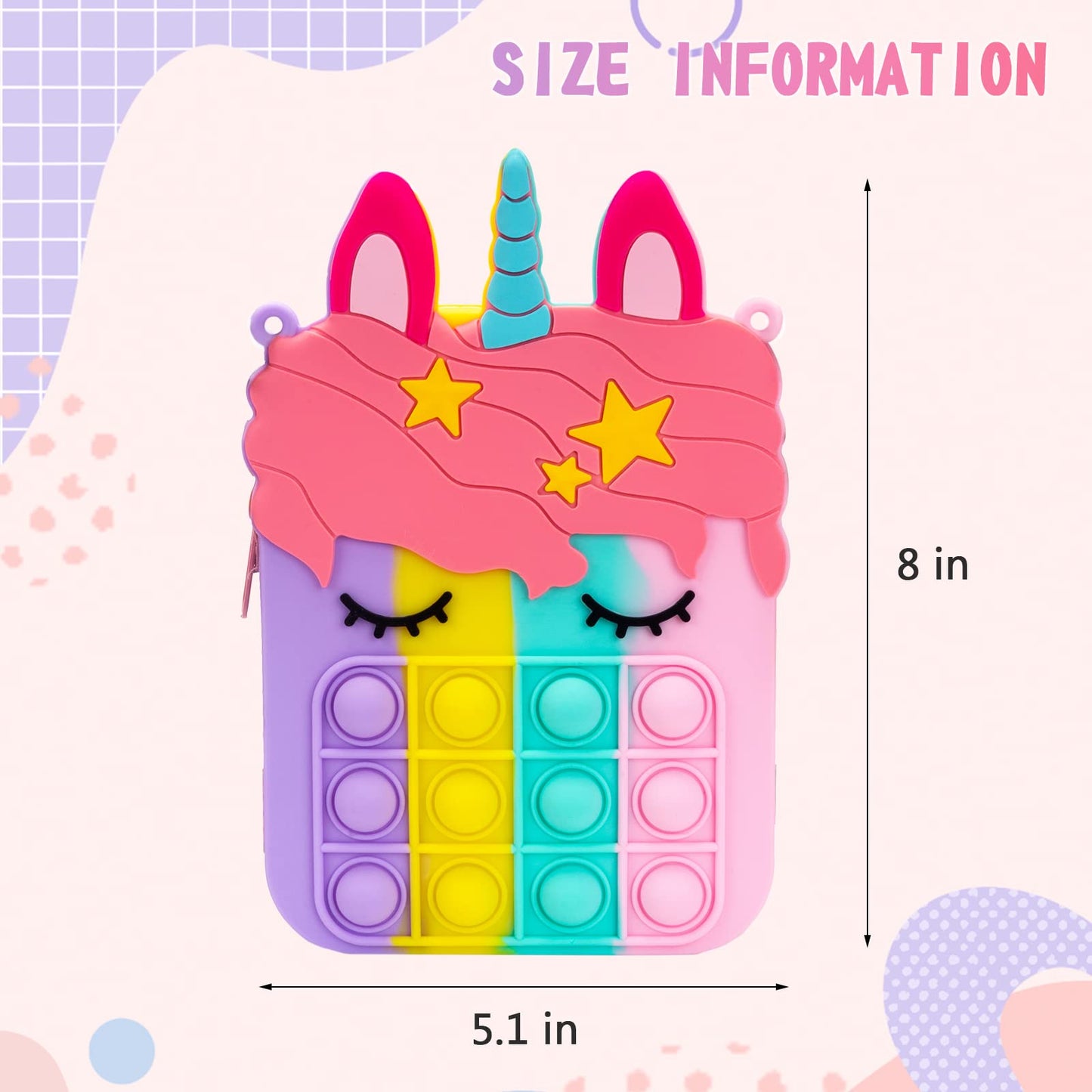 Big Pop Purse  Unicorn Pop Purse for Girl Pop Bag with Unicorn Pop Toy  Shoulder Bag Fidget Toys Pop Fidget Backpack Toy for Kids Backpack Silicone Bag Pop for Xmas Gift Girls