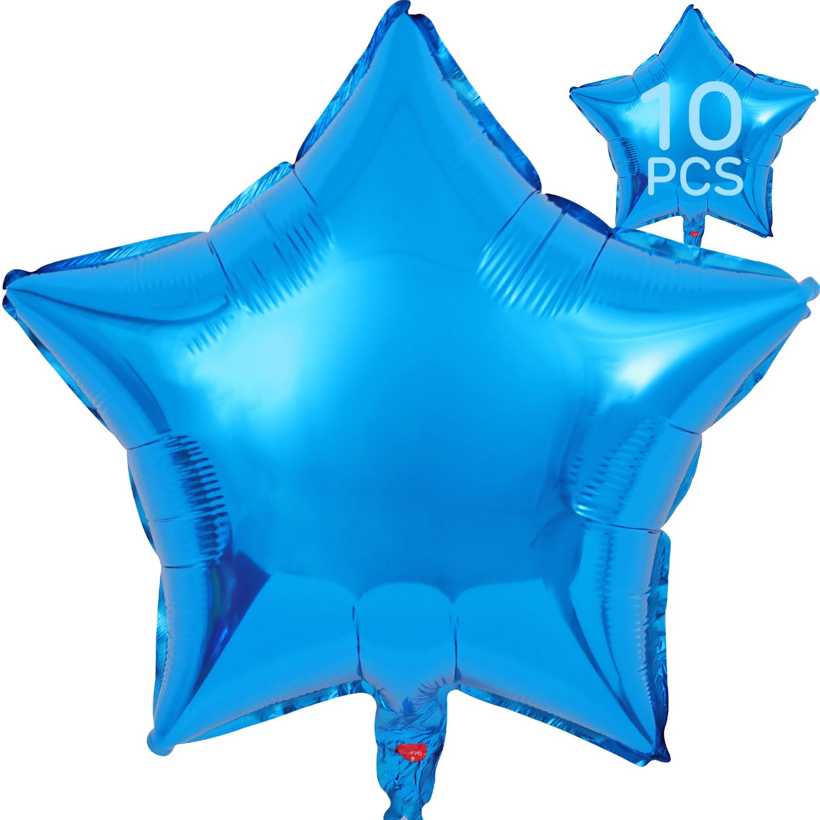 Blue Star Balloons 18 Inch, 10 Pcs Blue Star Shaped Mylar Helium Foil Metallic Balloon For Birthday Party Decorations Baby Showe