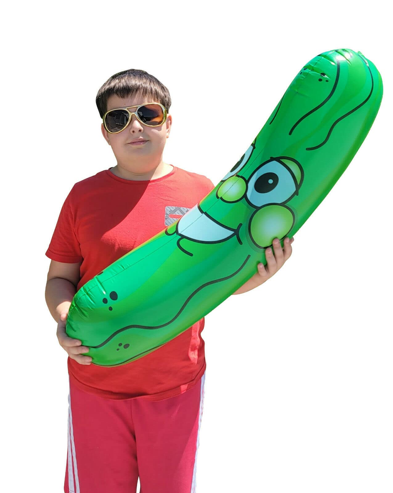Giant Jumbo 36'' Green Inflatable Smiling Pickle Head (3 FEET) Vinyl. Blow Up Face Beach Pool Float Noodle Gag Prank Joke Party