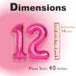 Suwen 40 Inch Hot Pink Large 12 Number Balloons Big Foil Helium Number Balloons 0-9 Jumbo Happy 12Th Mylar Birthday Party Decora